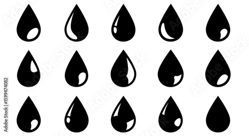 Minimalist Vector Water Droplet Icon Set Collection