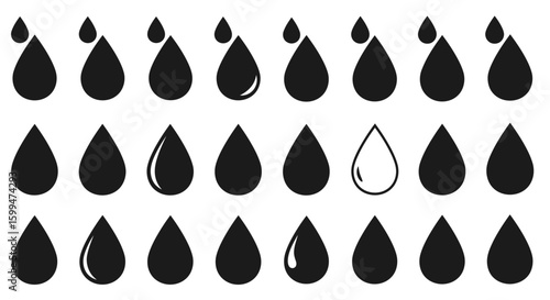 Minimalist Vector Water Droplet Icon Set Collection
