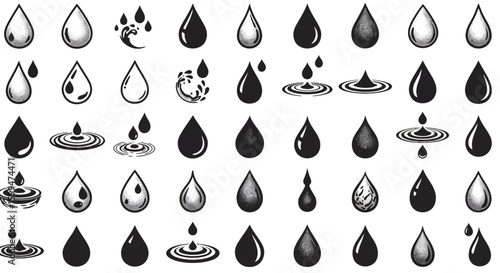Minimalist Vector Water Droplet Icon Set Collection