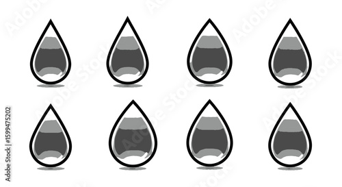 Minimalist Vector Water Droplet Icon Set Collection