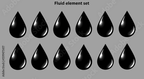 Minimalist Vector Water Droplet Icon Set Collection