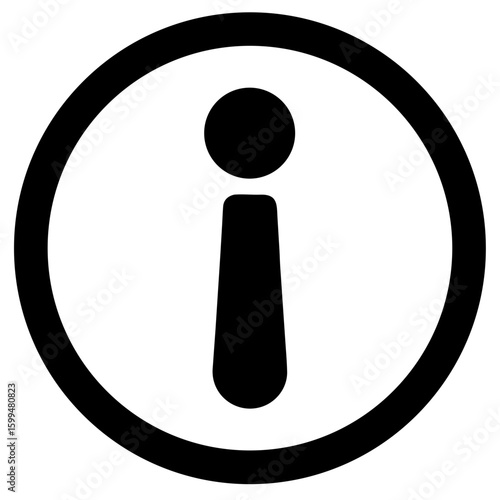 A black and white graphic icon featuring the letter i inside a circle commonly