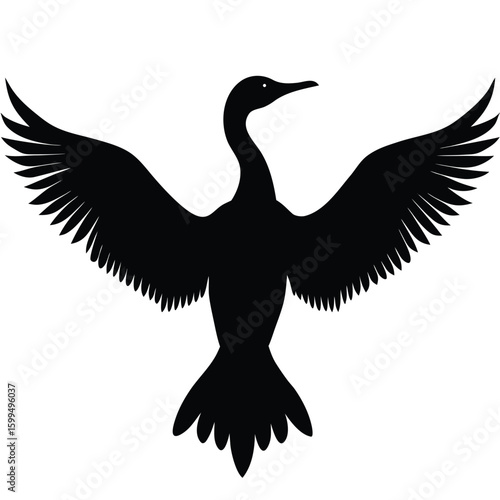 Black bird wings spread wide silhouette