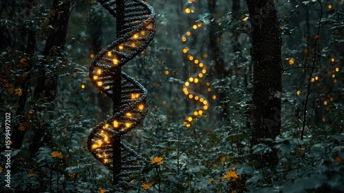 Wallpaper Mural Enchanted Forest: DNA Helix Illuminated in Winter Wonderland Torontodigital.ca