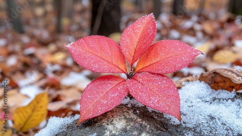 Wallpaper Mural Frozen Autumn Leaf: A Delicate Beauty in Winter's Embrace Torontodigital.ca