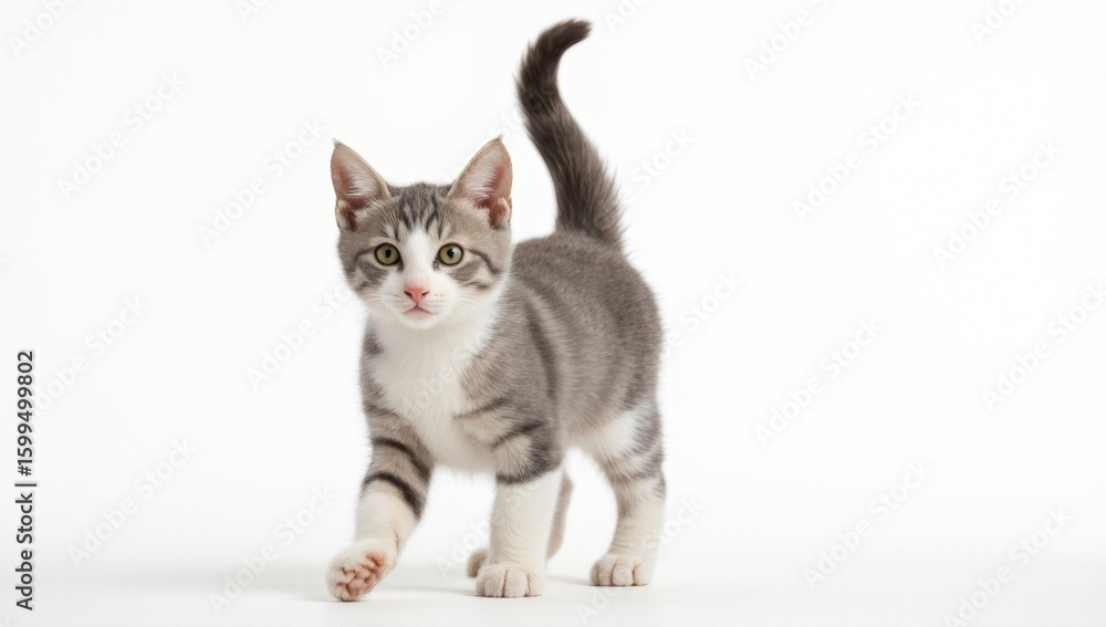 Obraz premium Cute cat on white background