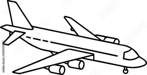 Cargo Plane black outline vector and illustration, coloring book page