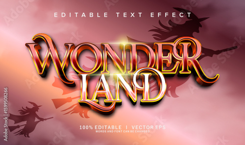 wonder land vector text effect with modern style design