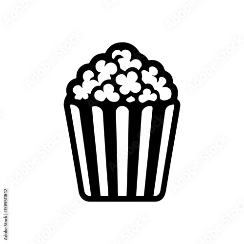 Popcorn and film reel icon with transparent background symbolizing movie, cinema, entertainment
