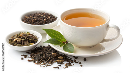 Herbal Tea Cup of Tea with Loose Leaf Tea Varieties Isolated On Transparent Background