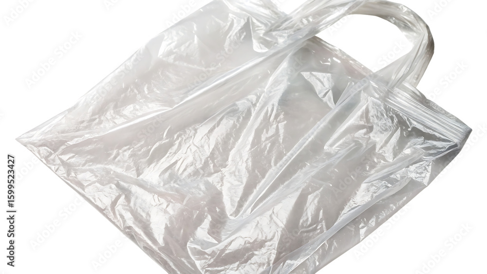 Obraz premium Plastic transparent cellophane bag isolated on white background PNG. AI GENERATED.