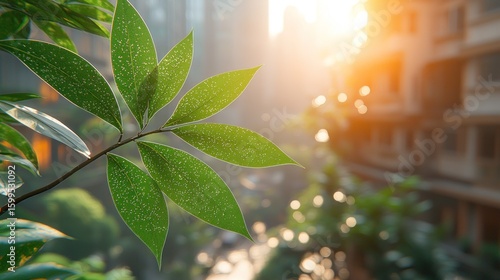 Urban Oasis: A Sunlit Leaf in the City