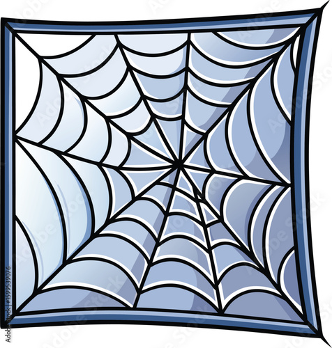 Cartoon Spider Web Vector Icon for Halloween Decoration