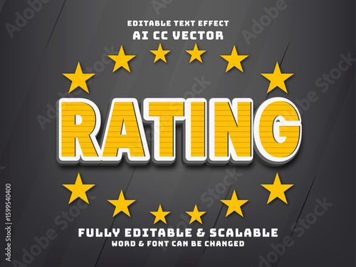 Rating Text Effect with Stars - Editable and Scalable