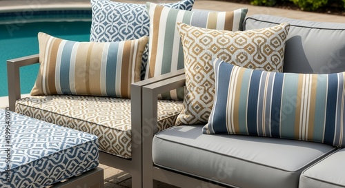 Outdoor Patio Furniture Cushions and Pillows in Neutral Tones