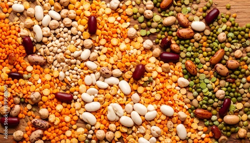 A variety of legumes and grains
