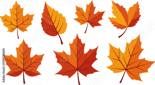 Colorful Autumn Leaves Vector Graphic Collection, Perfect for Seasonal Designs and Illustrations