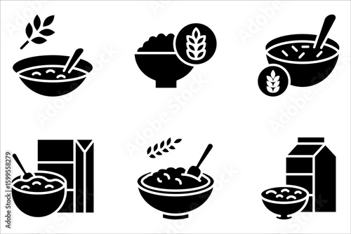 Cereal icon set symbol template for graphic and web design on white background