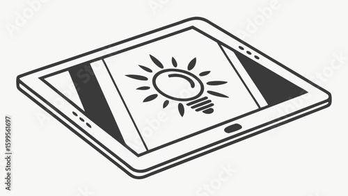 Digital Tablet with Innovative Idea Icon.