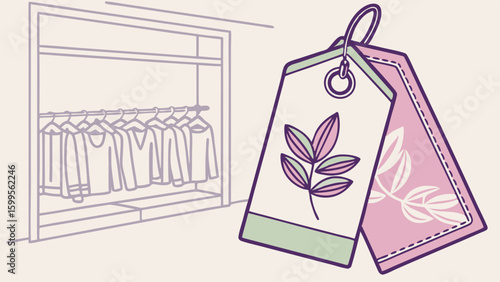 Floral Clothing Tag in a Dressing Room.