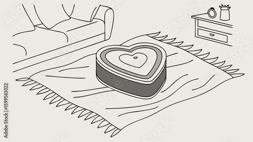 HeartShaped Decorative Box on a Rug.