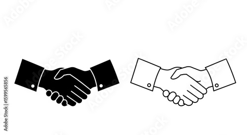 Monochrome vector illustration of business handshake symbolizing partnership and agreement