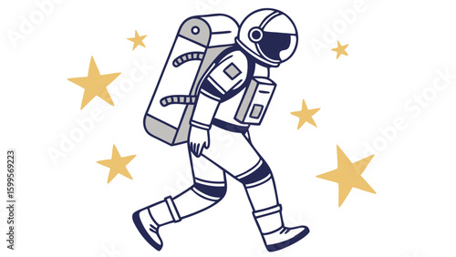 Astronaut Walking Among Stars in Space Suit.