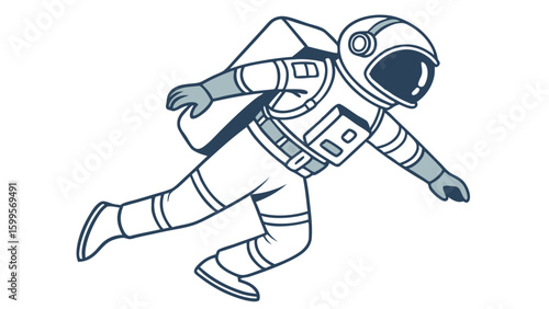 Cartoon Astronaut in Space Suit Floating Free.
