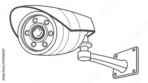 CCTV Security Camera with Wall Mount Bracket and Protective Cover.