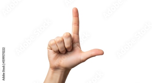 Hand Showing Loser Sign on White