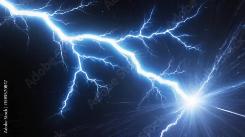 Wallpaper Mural A powerful lightning bolt flashing against a pitch-black background, creating a dramatic energy burst effect Torontodigital.ca