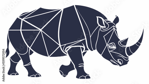 Geometric LowPoly Rhinoceros Illustration.