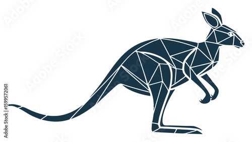 Geometric LowPoly Kangaroo Silhouette Design.