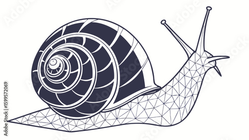 Geometric Snail Illustration LowPoly Shell and Body Design.