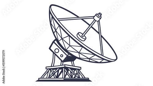 Geometric Satellite Dish Antenna Illustration.