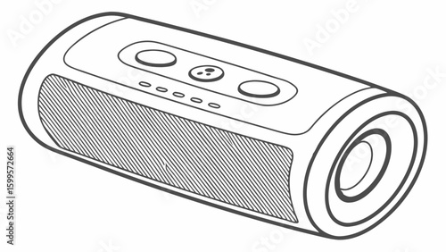 Handdrawn Illustration of a Portable Bluetooth Speaker.
