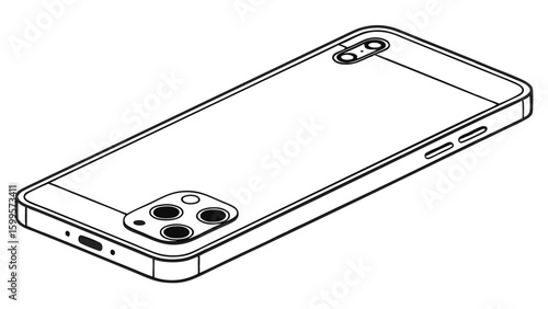 Line drawing of a modern smartphone with multiple rear cameras.