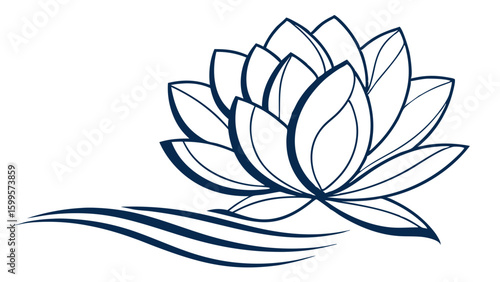 Ornate Lotus Flower Design with Watery Curves.