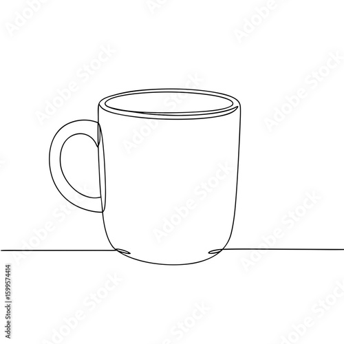 Line art coffee mug, monochrome sketch, hot drink concept , transparent background