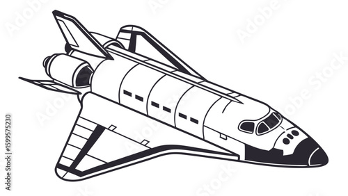 Space Shuttle Orbiter Line Art Illustration.