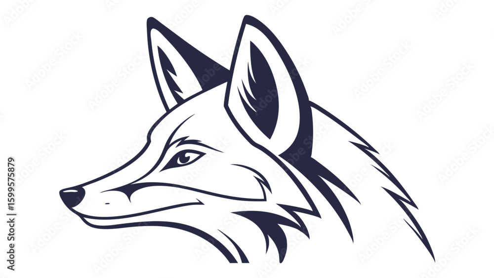 Obraz premium Stylized Fox Head Profile with Sharp Lines and Detailed Features.