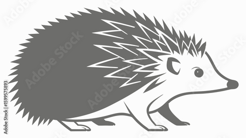 Stylized Gray Hedgehog with Spikes and White Accents.