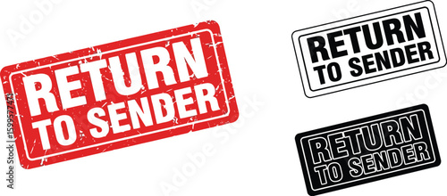 Return to sender stamps vector set for mail delivery issues and undeliverable packages concept design