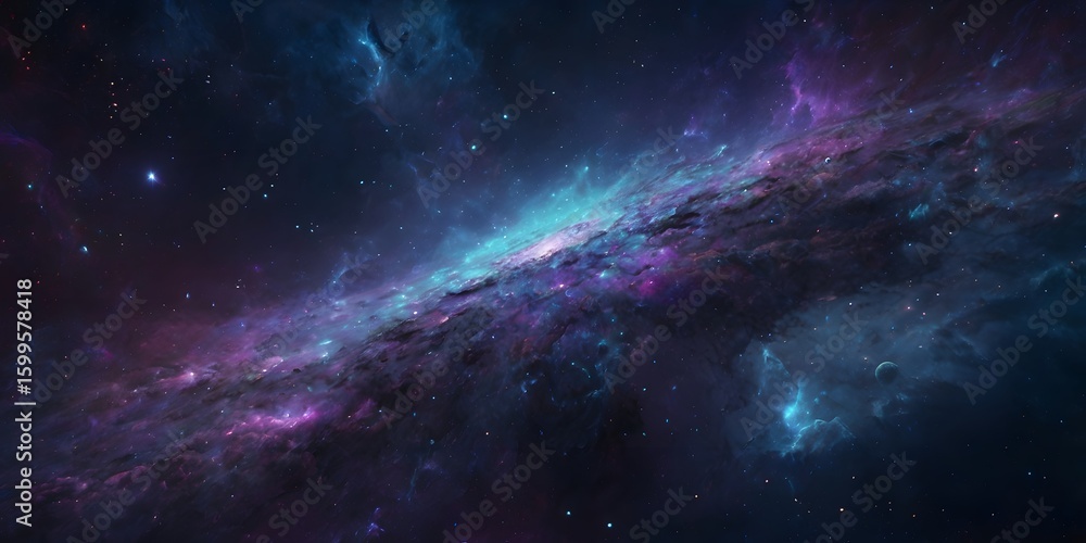 Fototapeta premium Colorful Galaxy Space Nebula with Bright Stars and Cosmic Dust in Deep Outer Space