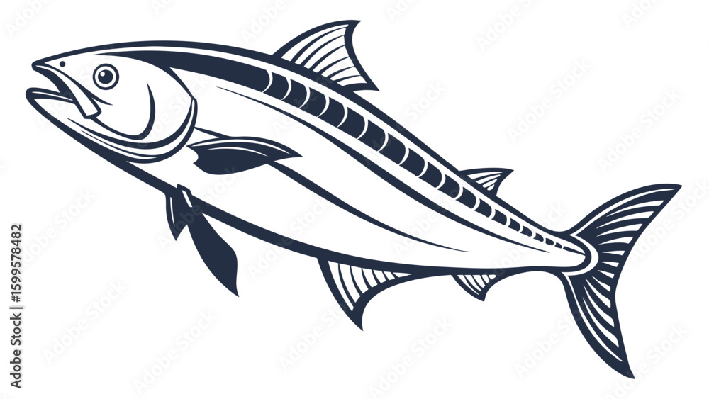 Fototapeta premium Stylized Illustration of a Tuna Fish in Profile View.