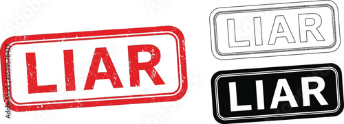 Liar stamp vector illustration set concept for truth and deception in communication and honesty design
