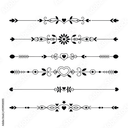 Ornate Divider Silhouette Collection Decorative Vector Elements Isolated on White Background