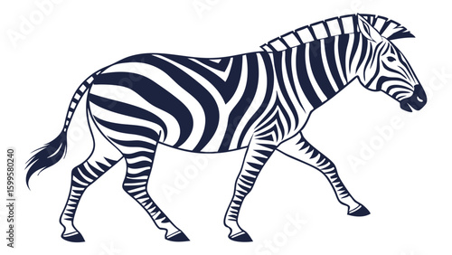 Stylized Zebra in Profile View.