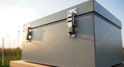 Artisanal Storage Solution Crafted Box under Serene Outdoor Lighting