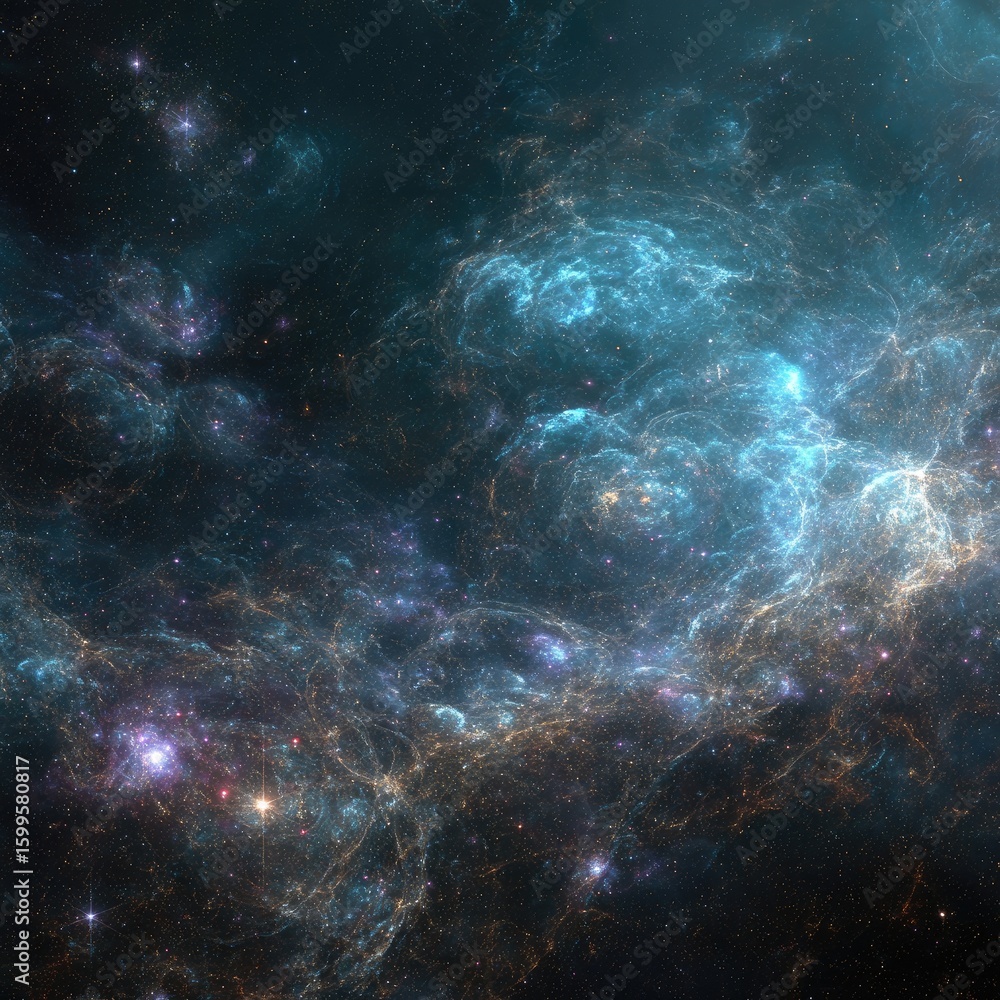 Fototapeta premium Cosmic Nebulae With Colorful Star Clusters